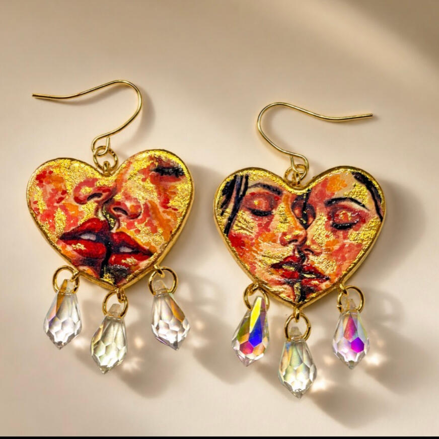 Handpainted Self Love Clay Earrings Handbemalte Ohrringe aus Ton zum Thema Selbstliebe
